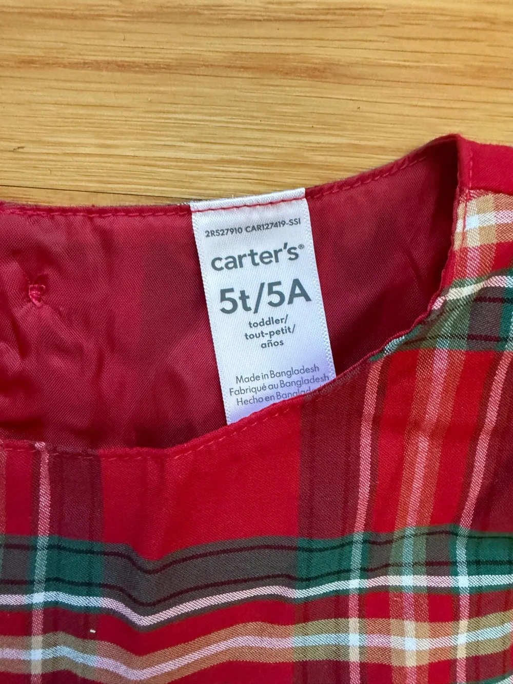 Carter's Red Plaid Sleeveless Holiday Dress with Waist Bow